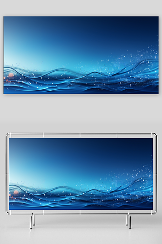 蓝色波浪线条曲线背景图片