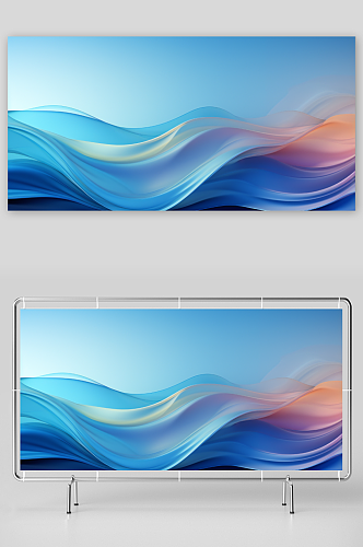 蓝色动感线条曲线渐变背景