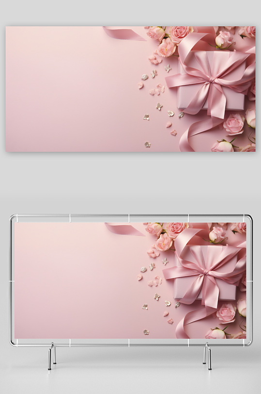 粉色礼盒鲜花背景图片