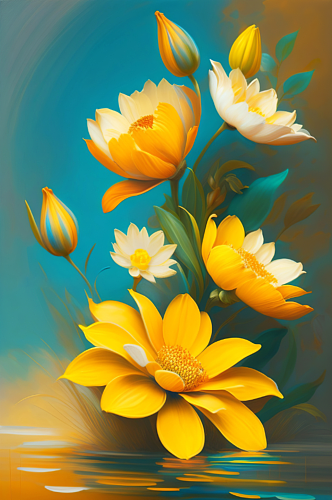 黄色浮雕花朵花卉背景图片
