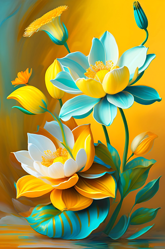 黄色浮雕鲜花花卉背景图片