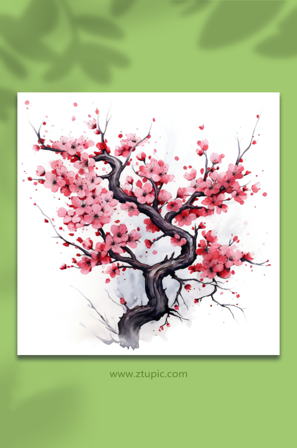 手绘卡通梅花插画素材