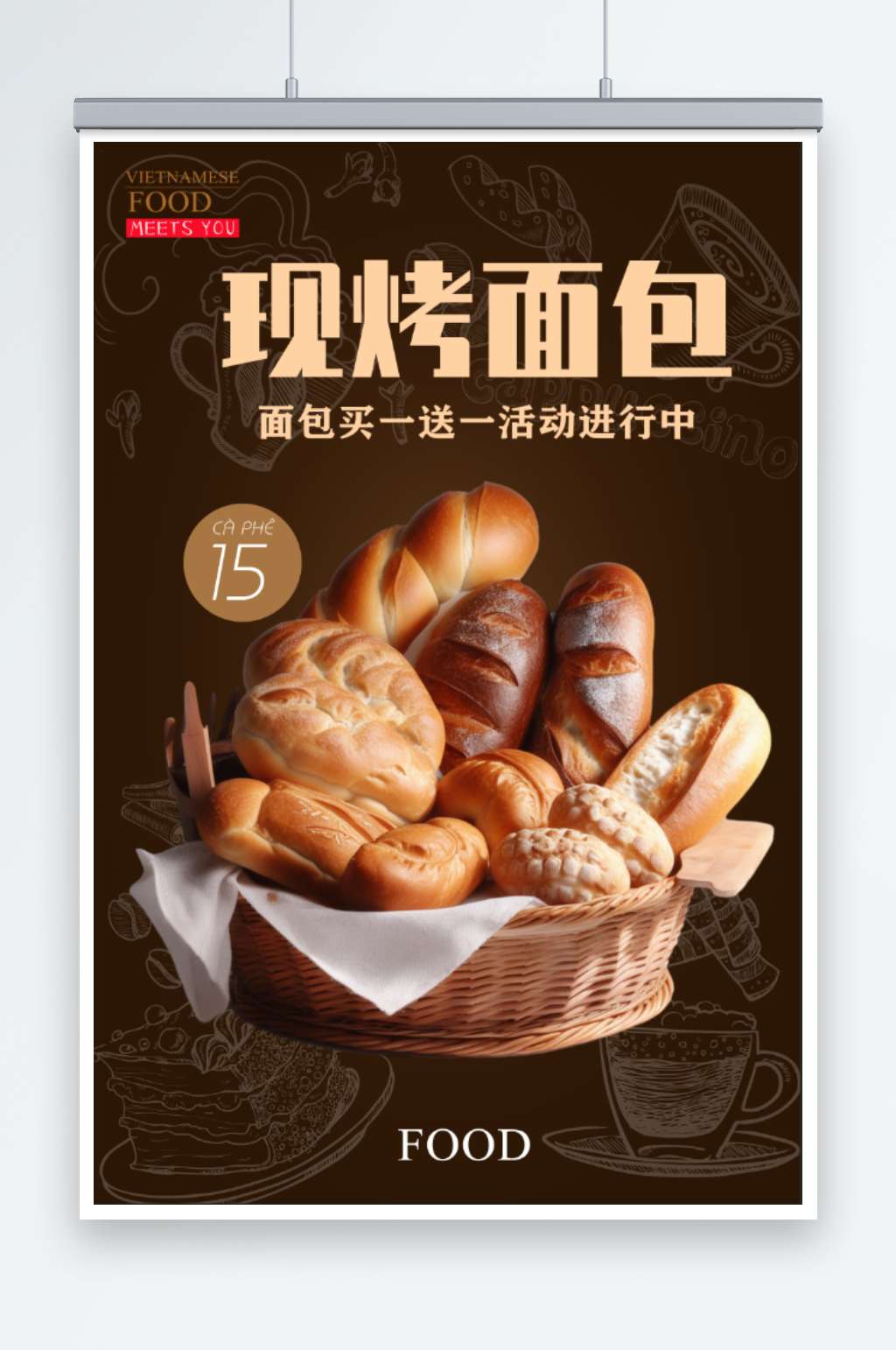 美味现烤面包宣传海报素材