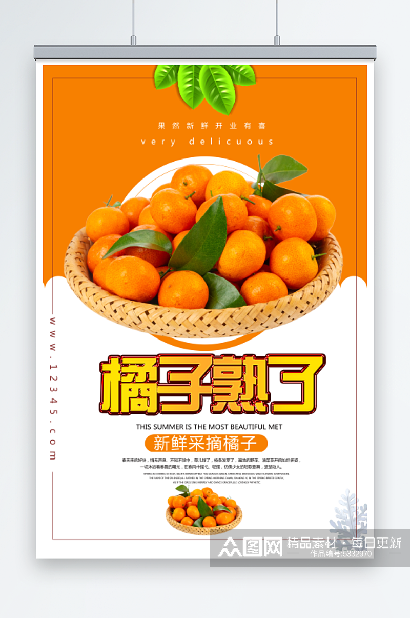 橘子柑橘宣传展板素材