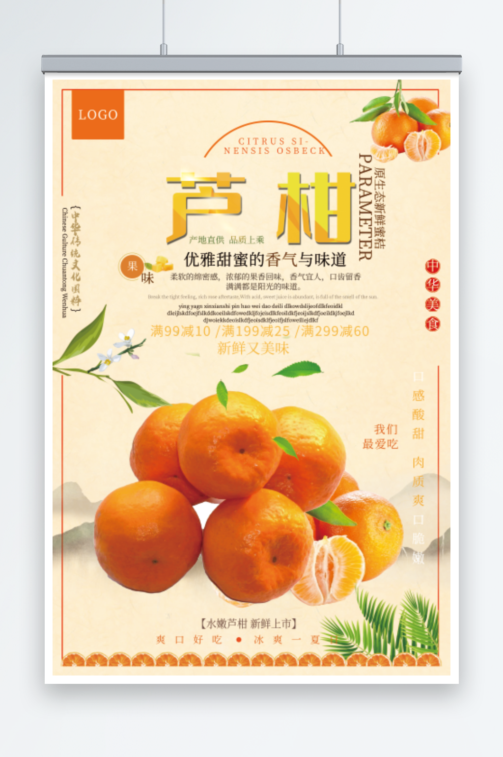 芦柑橘子宣传海报素材