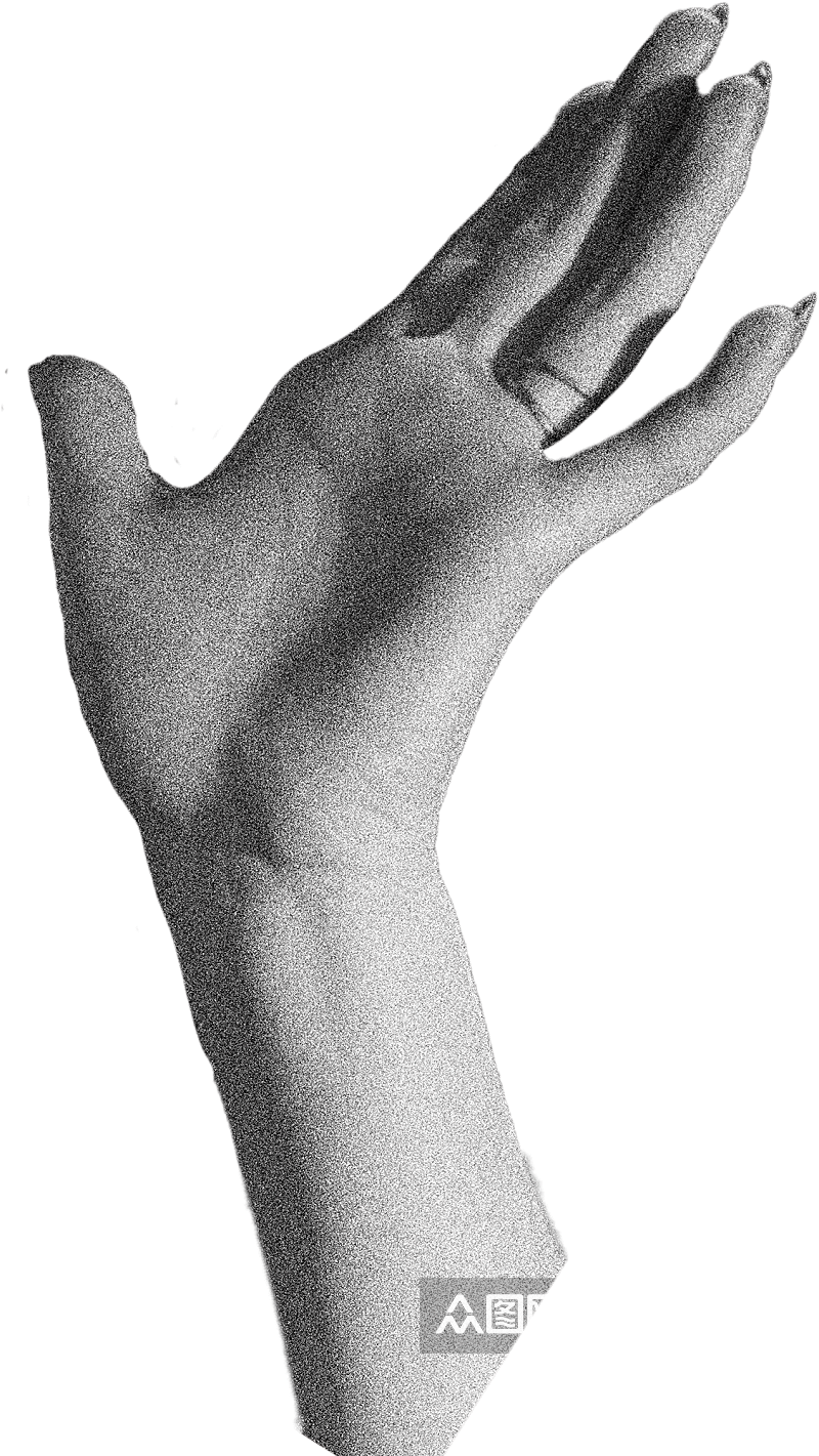 黑白手绘手势手的姿势素材元素素材