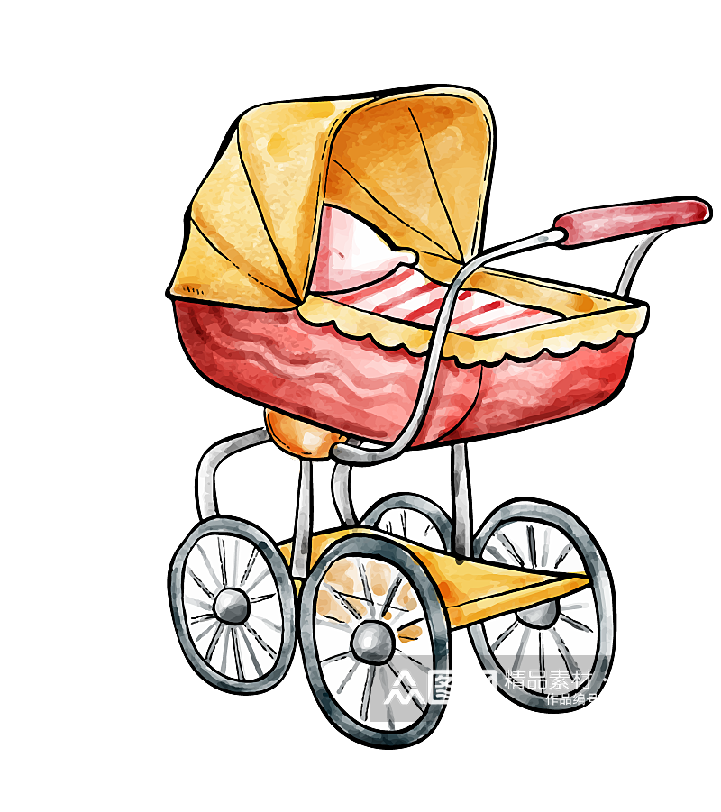母婴用品插图素材手绘婴儿服装玩具元素素材