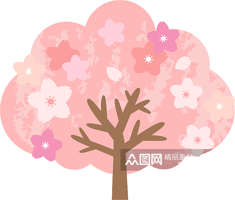 日式水彩卡通可爱儿童樱花便签卡片免抠素材素材