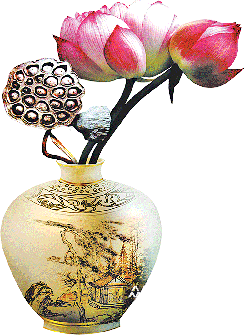 中国风水墨荷花莲花插图清新手绘荷花素材