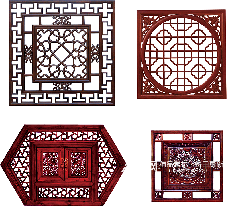 中国风中式古风屏风木质木纹窗户窗花边框素材