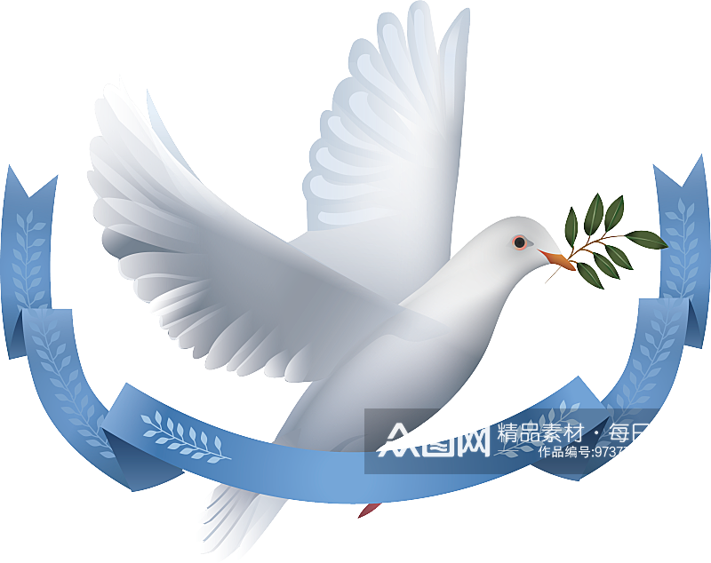 卡通和平信鸽飞翔插图PGN手绘白鸽素材素材