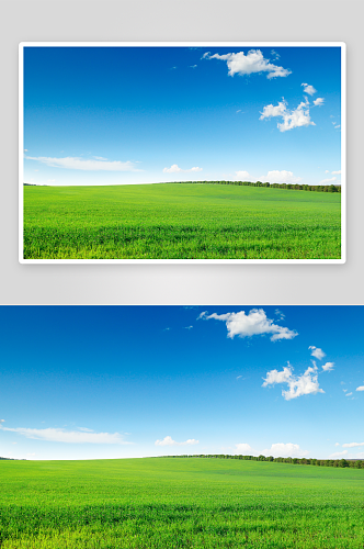 蓝天白云绿草地背景高清摄影素材