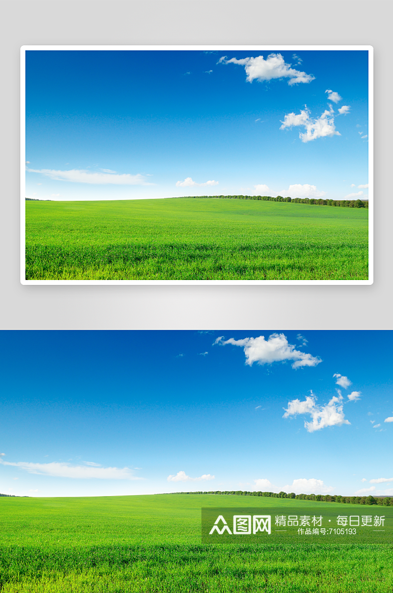 蓝天白云绿草地背景高清摄影素材素材