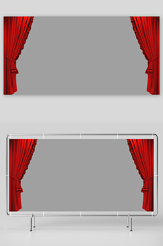 红色窗帘帷幕设计素材