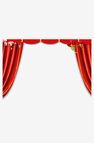 红色窗帘帷幕设计素材