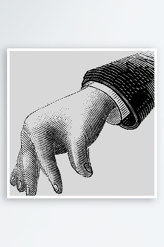黑白手绘手势手的姿势素材