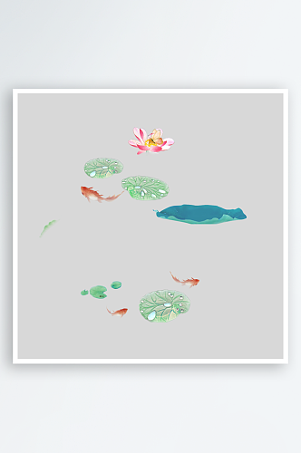 金鱼鲤鱼插图中国风水墨画手绘艺术小鱼