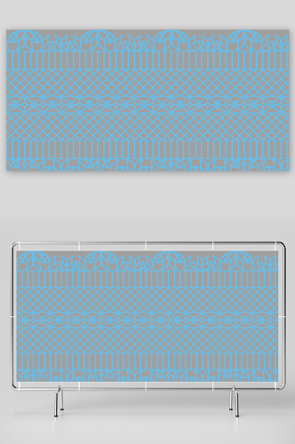 蓝色唯美蕾丝花边边框分割线元素