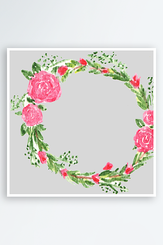 唯美手绘水彩花环花卉婚礼png装饰素材