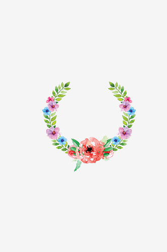 唯美手绘水彩花环花卉婚礼png装饰素材