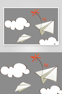 卡通手绘纸飞机元素图片平面海报PPT