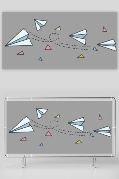 卡通手绘纸飞机元素图片平面海报PPT