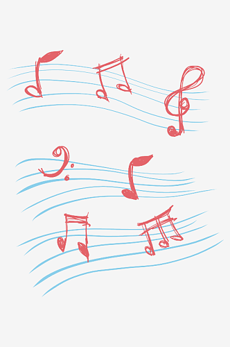 音乐符号手绘常规五线谱音符设计元素素材