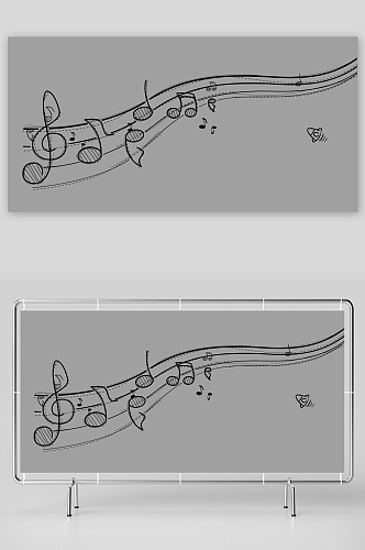 音乐符号手绘常规五线谱音符设计元素素材