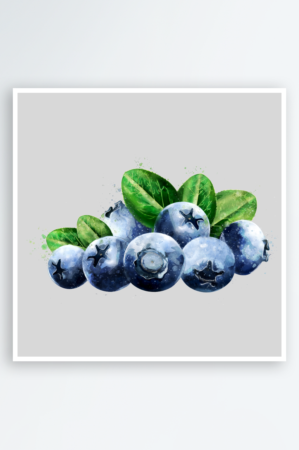 手绘水彩蔬菜水果蓝莓西瓜菠萝png素材素材