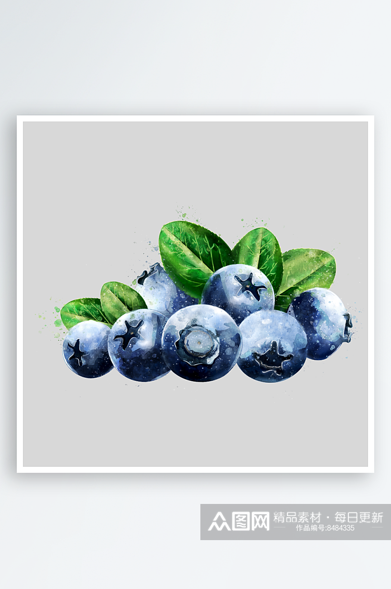 手绘水彩蔬菜水果蓝莓西瓜菠萝png素材素材