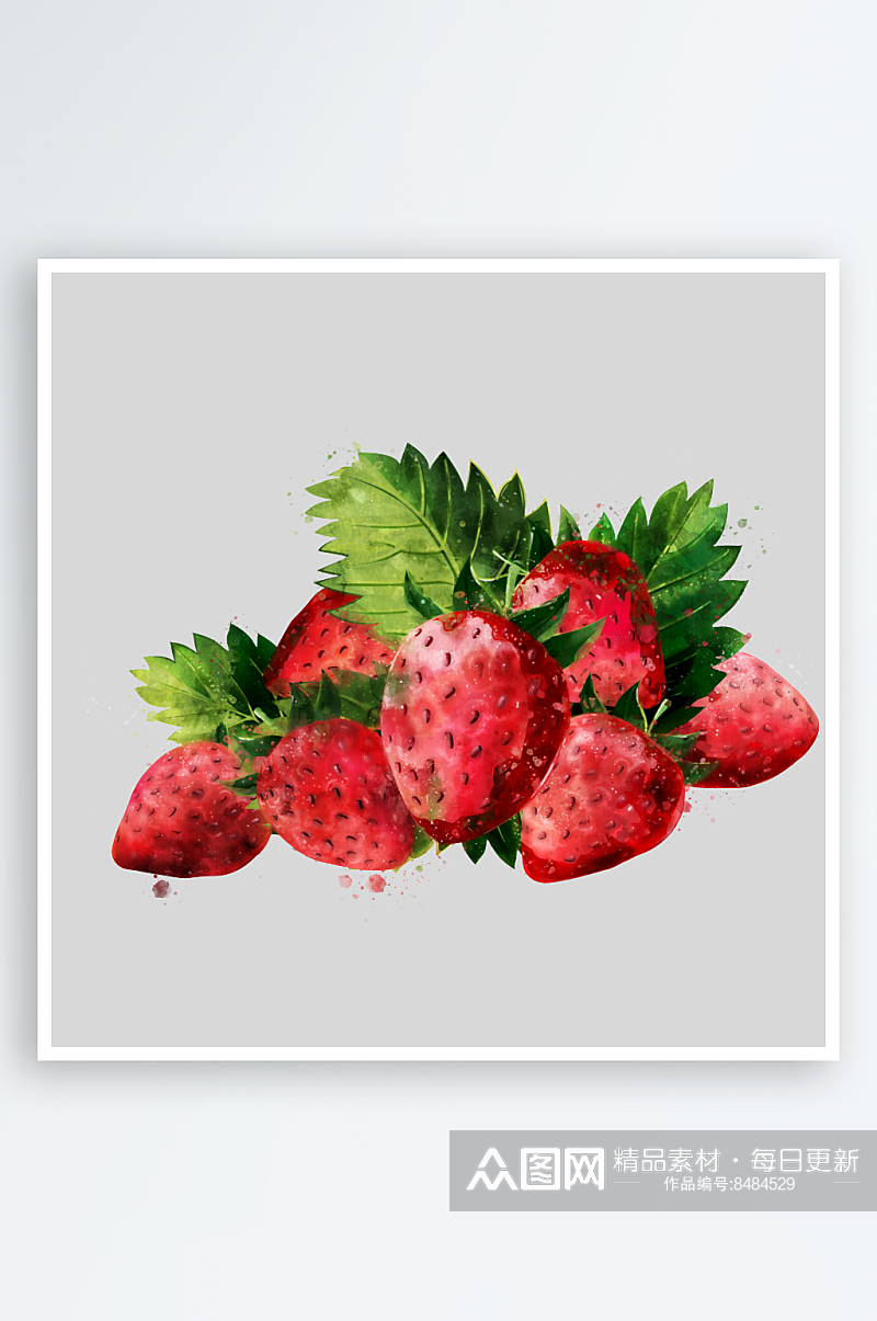 手绘水彩蔬菜水果蓝莓西瓜菠萝png素材