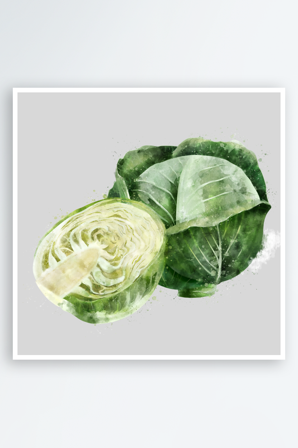 手绘水彩蔬菜水果蓝莓西瓜菠萝png素材