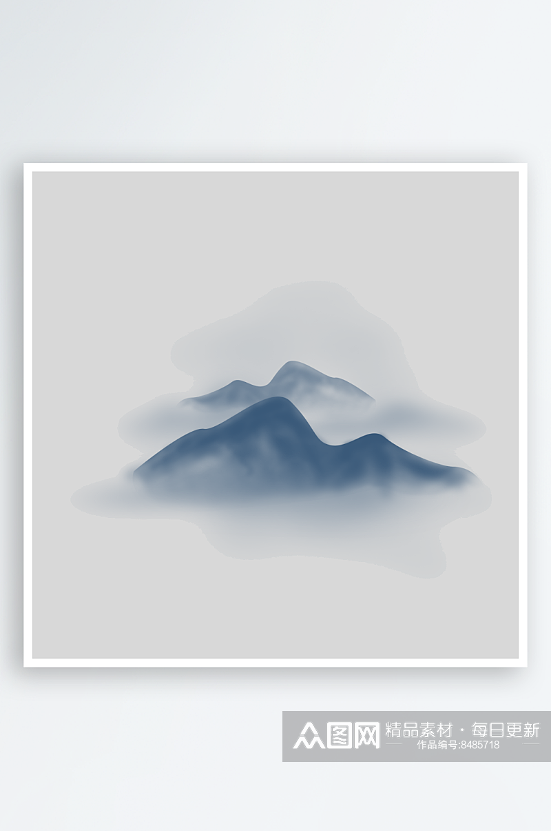 中国风水墨山水风景画远山山脉山峰素材