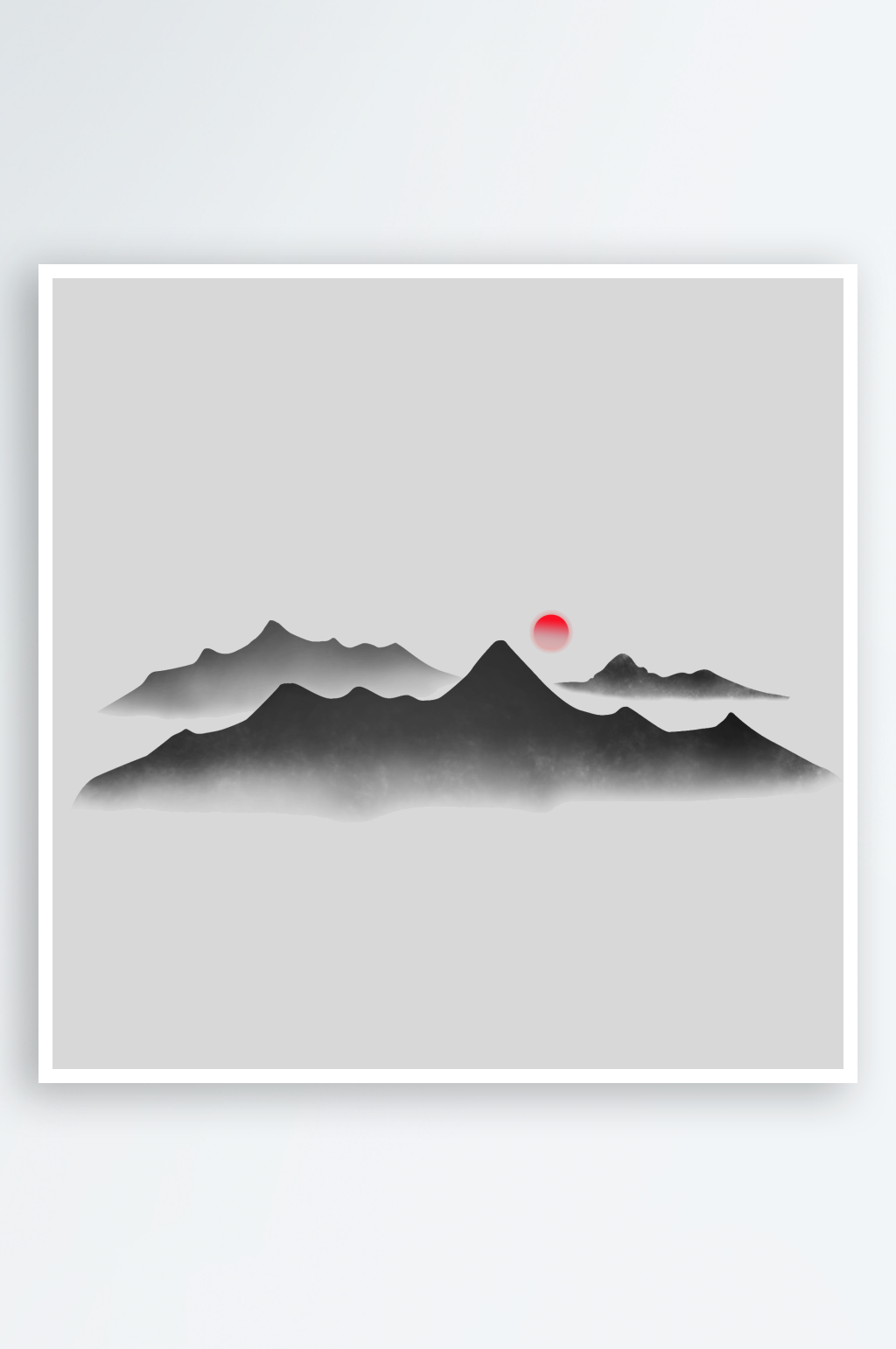 中国风水墨山水风景画远山山脉山峰素材