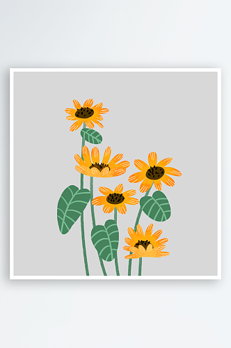 可爱卡通手绘向日葵太阳花花朵花卉设计素材