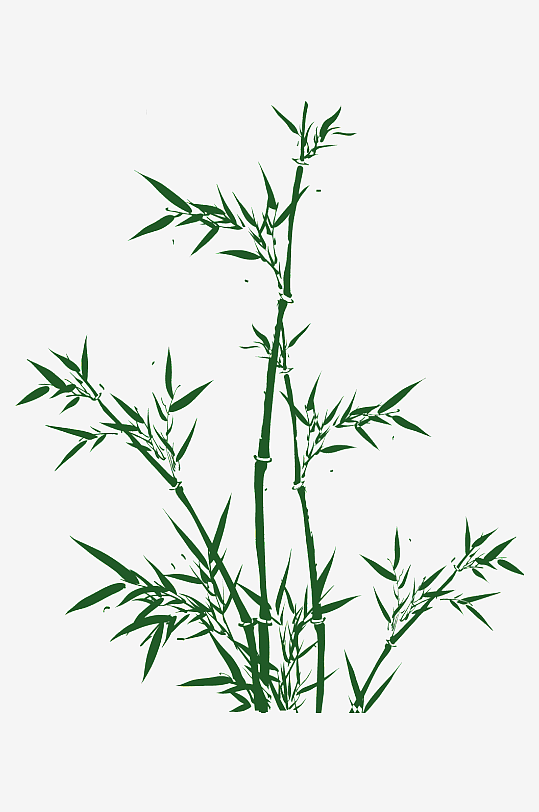中国风卡通手绘绿色竹子水墨竹叶PNG元素