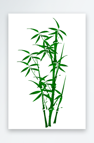 中国风卡通手绘绿色竹子水墨竹叶PNG