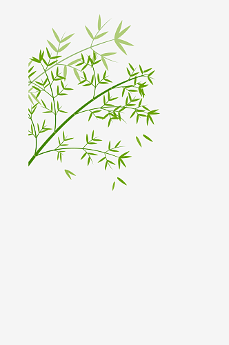 中国风卡通手绘绿色竹子水墨竹叶PNG元素