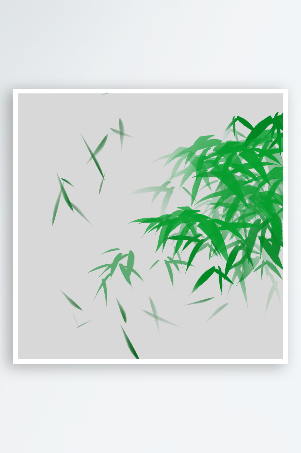 中国风卡通手绘绿色竹子水墨竹叶PNG素材