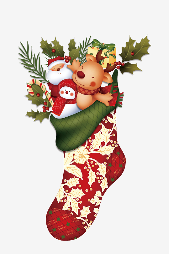 卡通可爱圣诞节麋鹿老人树熊背景装饰