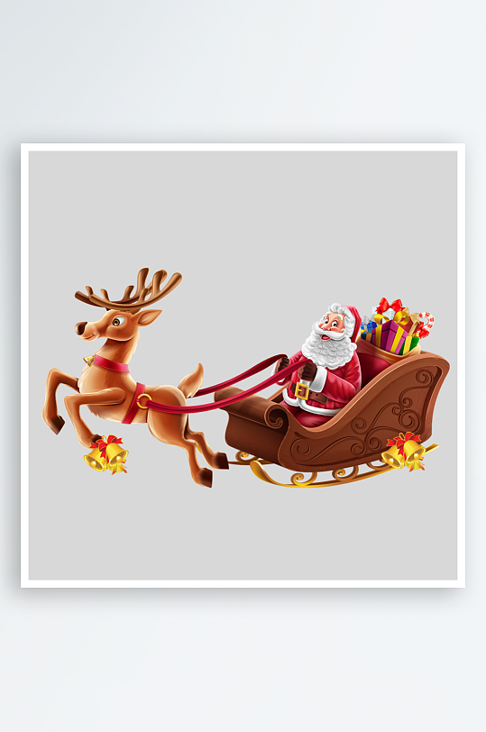 卡通可爱圣诞节麋鹿老人树熊背景装饰元素