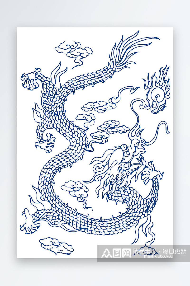 中式传统青花瓷花纹纹样中国风镂空剪纸素材