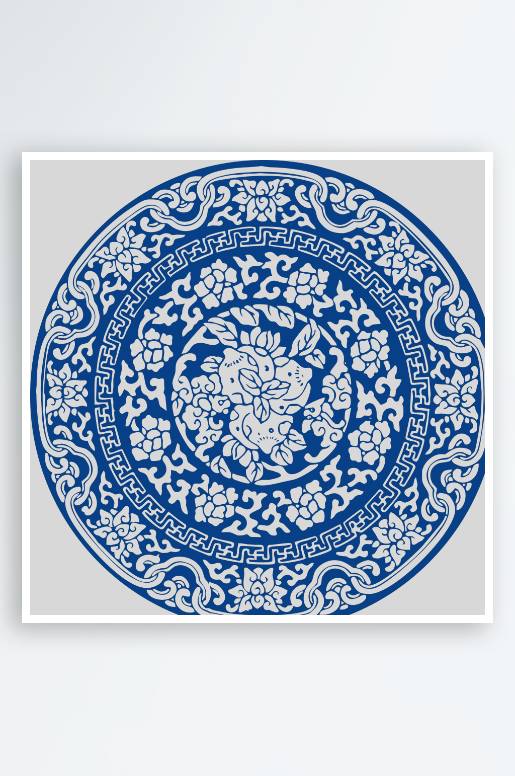 中式傳統(tǒng)青花瓷花紋紋樣中國(guó)風(fēng)鏤空剪紙素材素材
