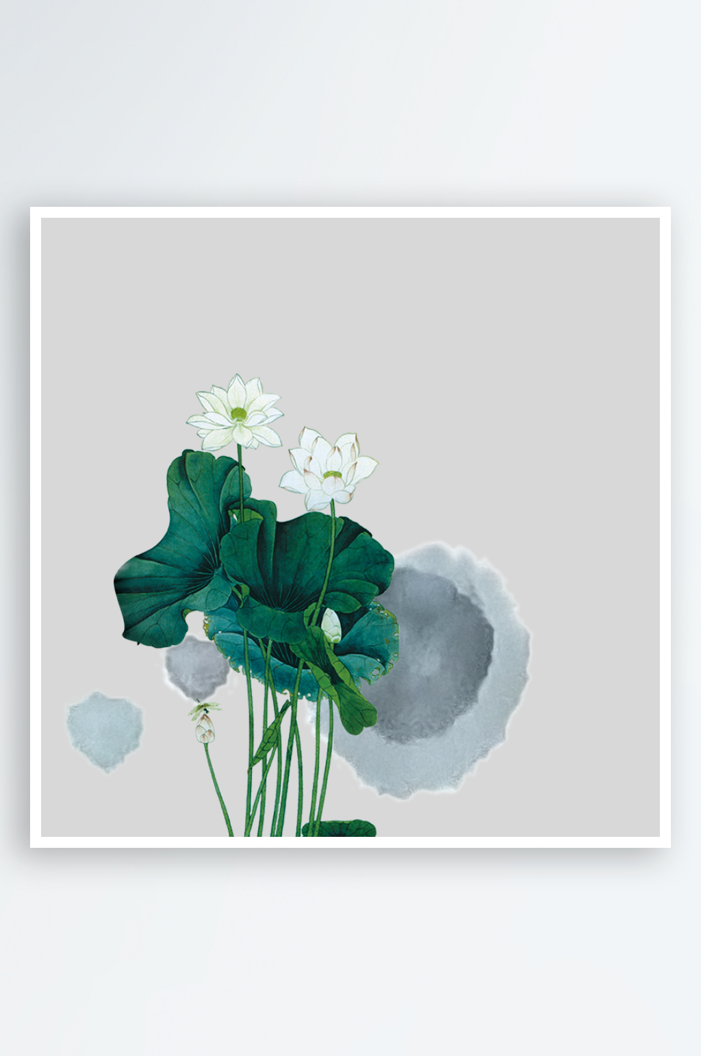 中国风水墨荷花莲花插图清新手绘荷花素材