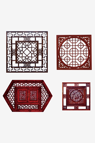 中国风中式古风屏风木质木纹窗户窗花边框
