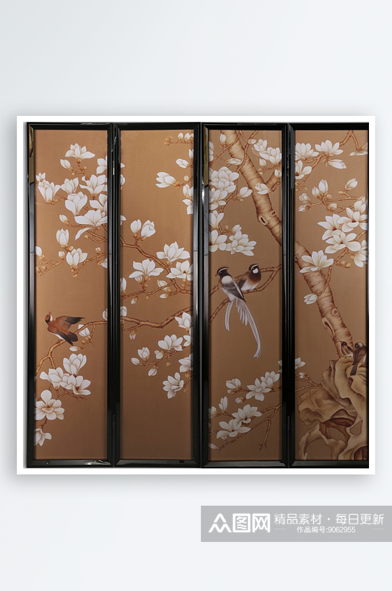 中国风中式古风屏风木质木纹窗户窗花素材