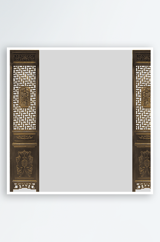 中国风中式古风屏风木质木纹窗户窗花边框