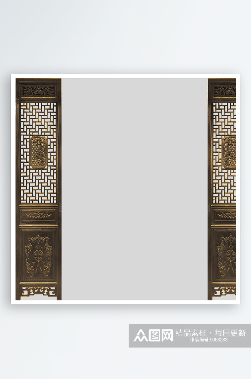 中国风中式古风屏风木质木纹窗户窗花边框素材