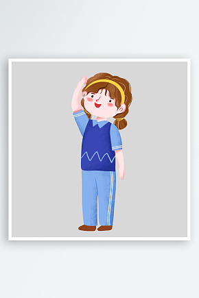 手绘卡通小学生少先队员敬礼行注目礼素材素材下载-众图网