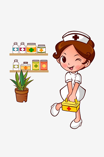 卡通手绘白衣天使医生护士医疗行业人物